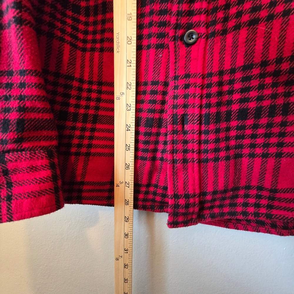 Woolrich Flannel Shirt Mens M Red Black Plaid Wool Blend Heavyweight - Picture 7 of 12